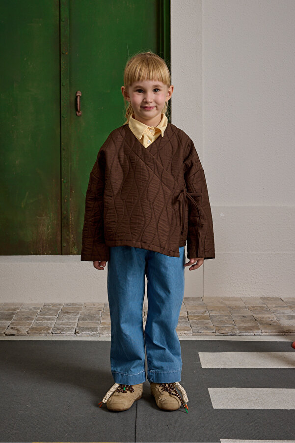 Fahhar Kids Kruvaze Bağlamalı Kapitone Mont Kahverengi