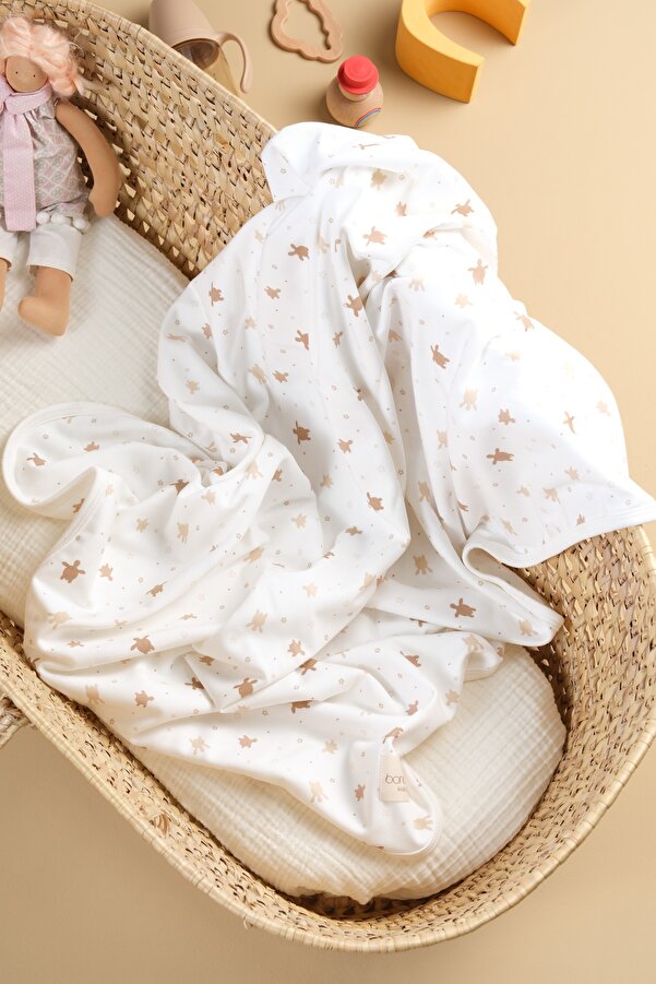 Bondberro Çift Taraflı İnterlok Örtü & Battaniye  %100 Pamuk Oeko-teks Sertifikalı 100 X 85 Cm