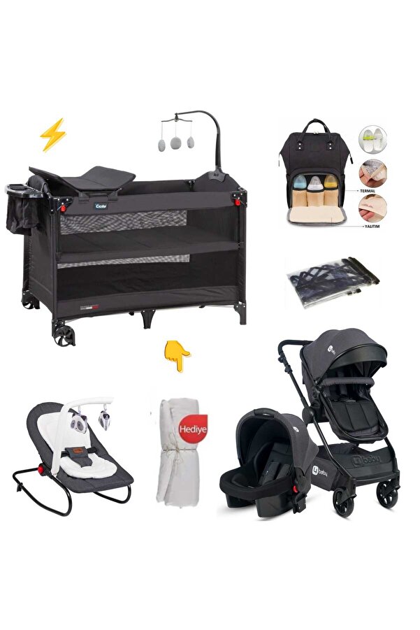 4KİDS Bebek Çeyiz Yeni Doğan Set Travel Sistem Bebek Arabası Oyun Parkı Beşik Park Yatak Anakucağı Çanta