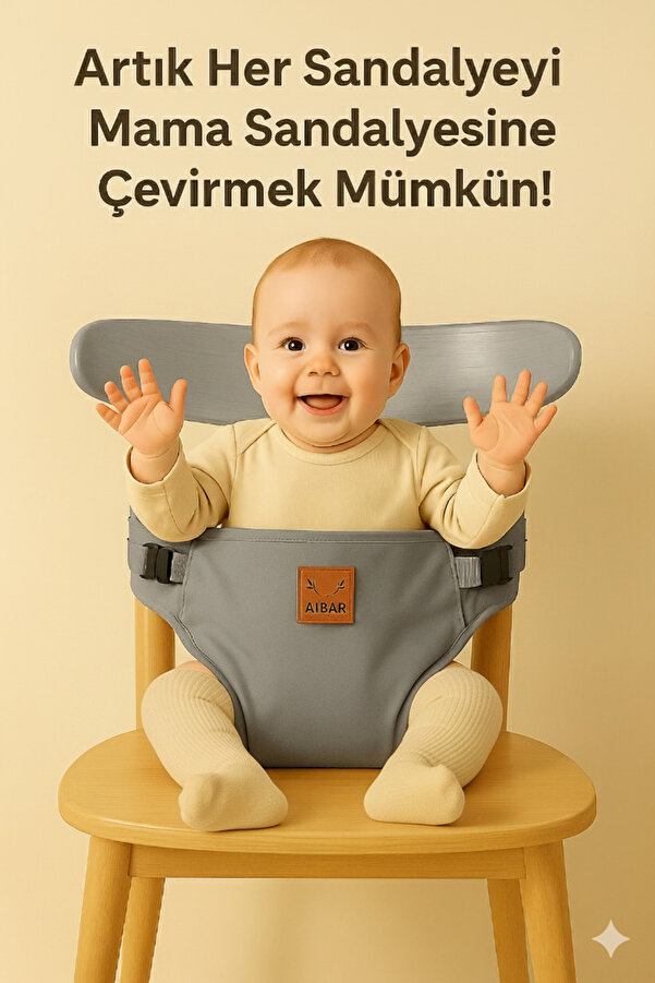 AİBAR Bez Mama Sandalyesi | Portatif Seyahat Bebek Ana Kucağı Yemek Oturağı ( TAŞIMA KESELİ )