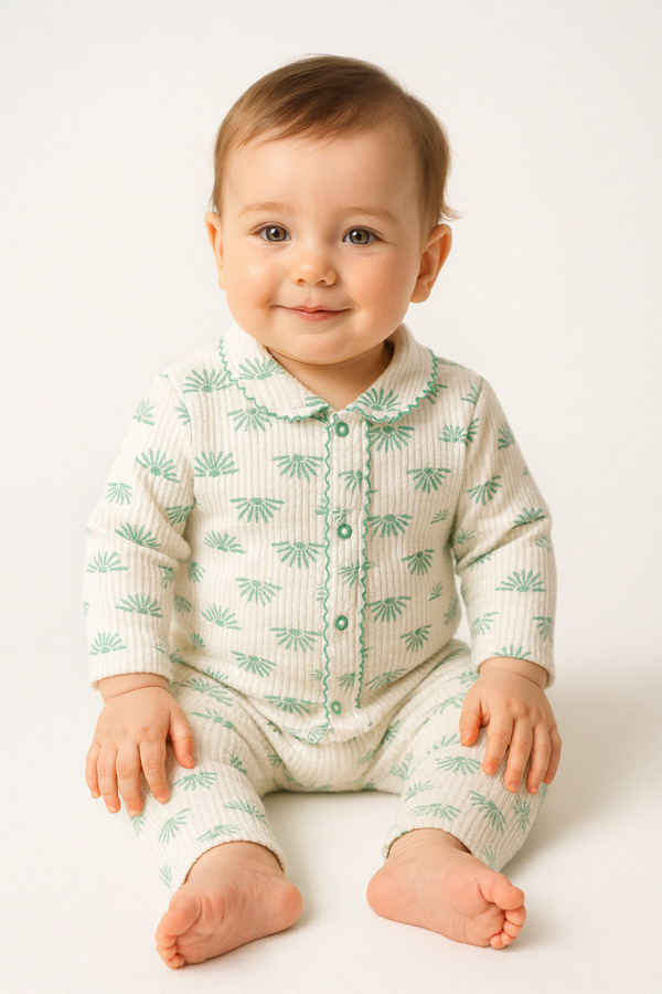 BUUFUU Bebek Yenidogan Çocuk Kiz Erkek Pamuklu Oyali Pijama Takımı Hediyelik