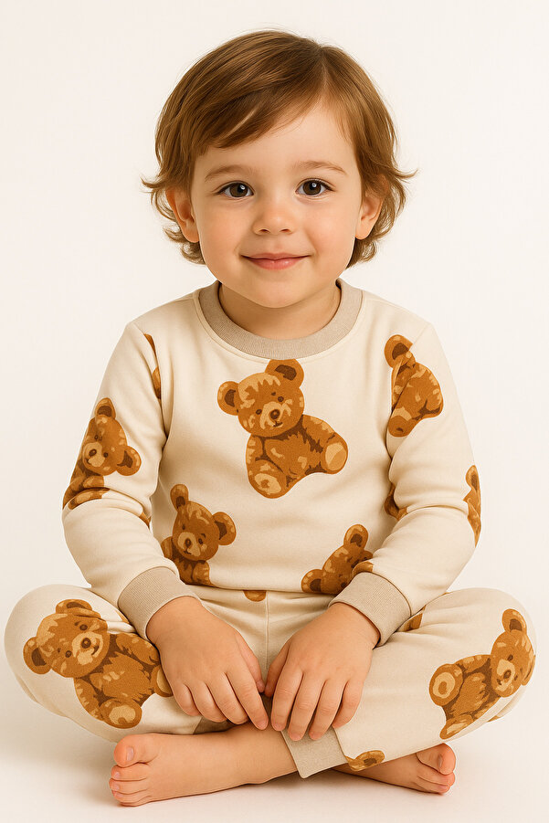 Oz Baby Unisex Termal Süet Pijama Takımı 1-4 Yaş | Yeni Sezon Dolgulu Çocuk-Bebek Pijama