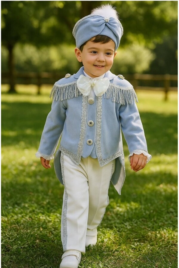 Tozpembebaby Kadife Apoletli Şapkalı Frak Takımı- Prens Takımı- Şehzade Takımı- Mevlüt Takımı