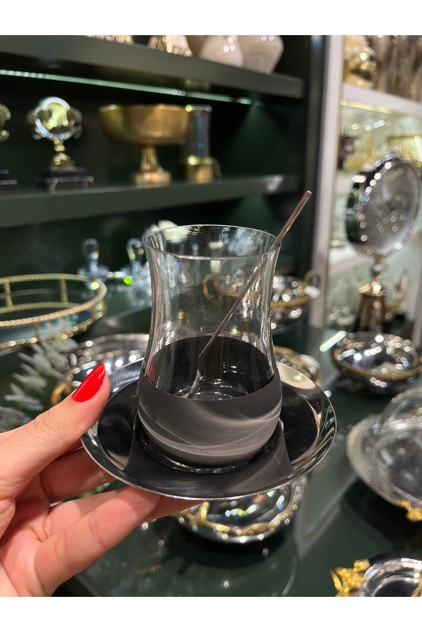 P&ORA PREMIUM KITCHEN PRODUCTS Wanelli̇ Blackli̇ne 18 Piece Tea Set