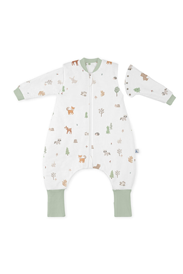 Roosac Modal Pamuk 2.5 Tog Kışlık Bebek Uyku Tulumu Çıkabilen Kollu 0-10 Yaş - Forest