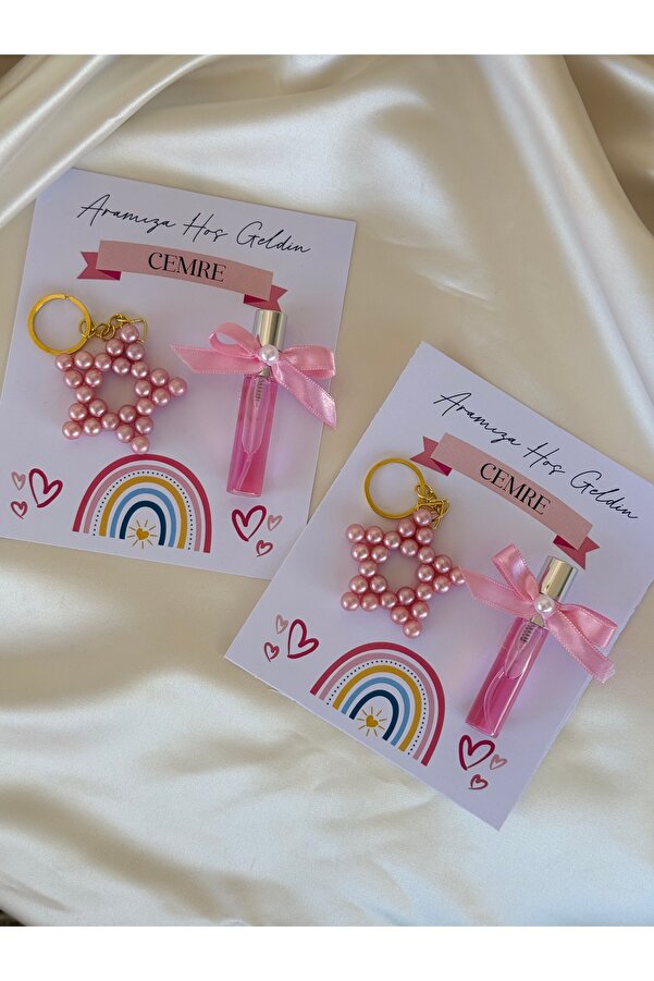 Puffybaby Yıldız Anahtarlık - Cam Kolonya Şişe İkili Set - Yenidoğan Bebek Hediyelik - 15 Adet