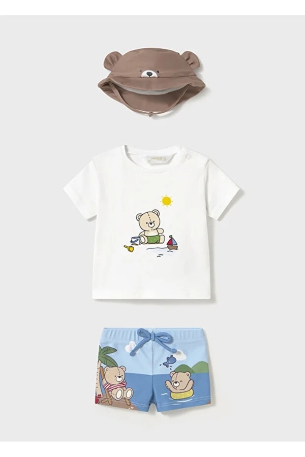 Mayoral Yenidoğan erkek 3 parçalı güneş korumalı mayo seti 1618