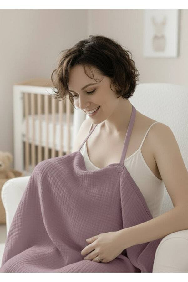 Joyous Mom Kids 4 Katlı Müslin Bebek Emzirme Örtüsü Önlüğü Iç Göstermez Bebek Emzirme Önlüğü Anne Emzirme Örtüsü