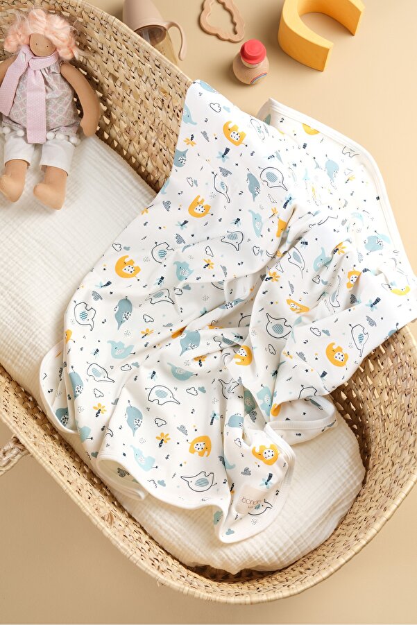 Bondberro Çift Taraflı İnterlok Örtü & Battaniye  %100 Pamuk Oeko-teks Sertifikalı 100 X 85 Cm