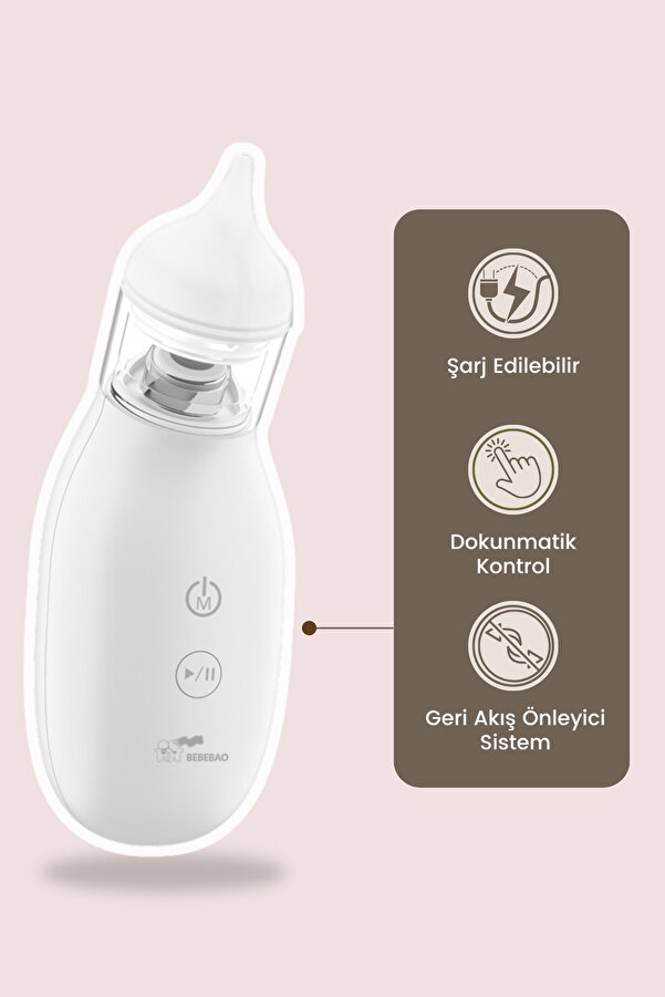 Bebebao Q2 Elektrikli Bebek Burun Aspiratörü Çocuk Burun Temizleme Makinesi Şarjlı