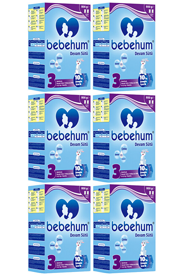bebehum 3 No Devam Sütü 9-12 Ay 800 gr X 6 Adet