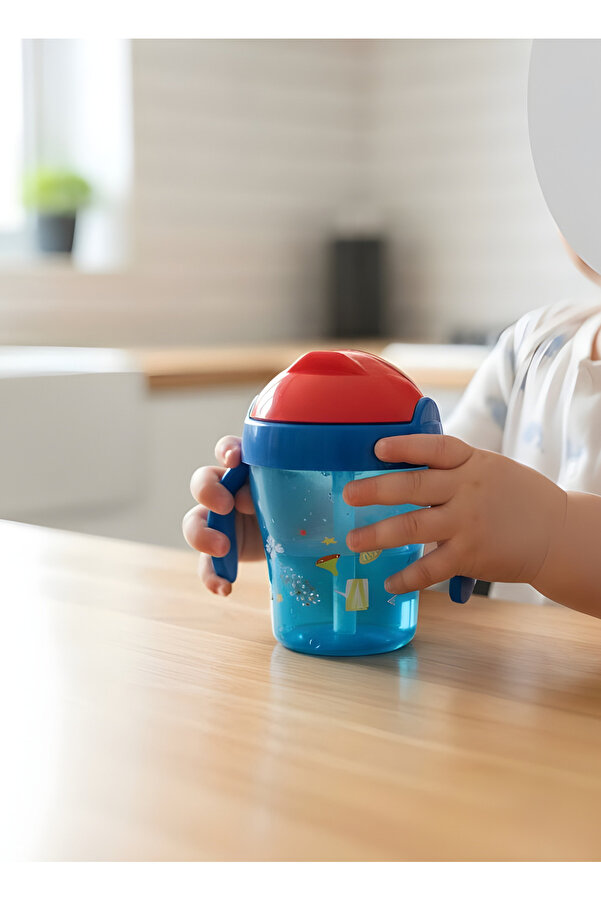 MARİCOCO Yumuşak Silikon Pipetli Şeffaf Matara 200ml | Suluk Kapaklı Su Şişesi Çocuk Su Matarası 9+ ay/m