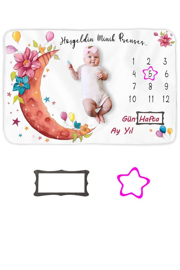 Moky Design Bebek Anı Battaniyesi 150X100cm, Yenidoğan Aylık Konsept Fotoğraf Çekim Arka Planı, Bebek Hediyelik