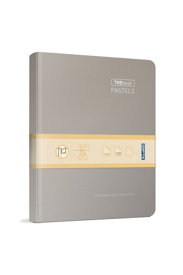 Gıpta-The Book Pastel 17x24 120 Sheets 4 Compartments Hard Cover Hardcover Notebook (3310) Checked Pastel Gray 1