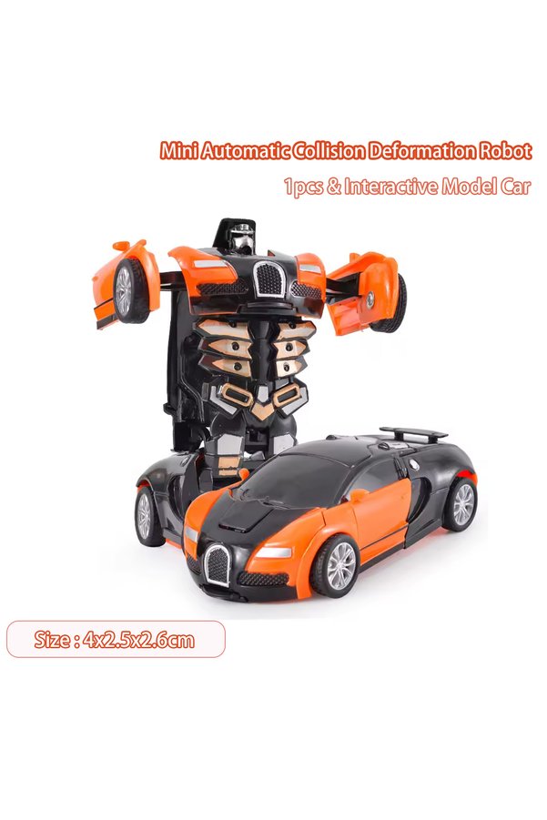 Choice Orange One Click Automatic Collision Deformation Robot Boy Gift Dual Form Toy Car Father Son Interac