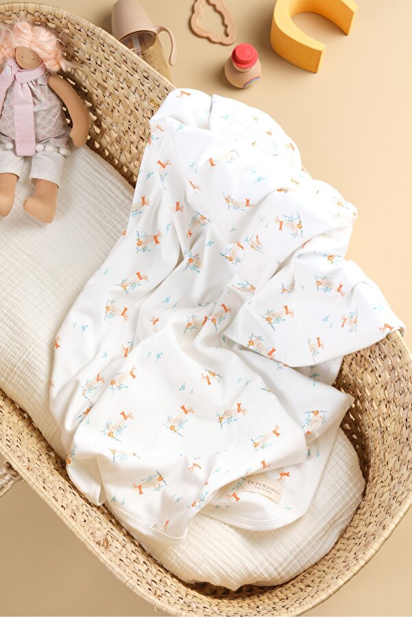 Bondberro Çift Taraflı İnterlok Örtü & Battaniye  %100 Pamuk Oeko-teks Sertifikalı 100 X 85 Cm