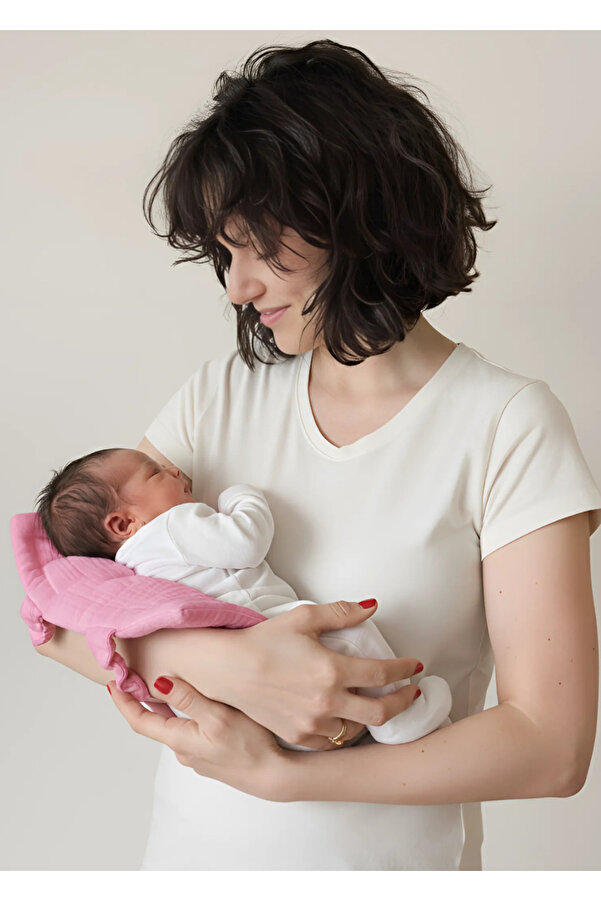 Joyous Mom Kids 4 Katlı Muslin Bebek Emzirme Yastığı Minderi Bebek Emzirme Destek Minderi Ter Önleyici Kol Yastığı