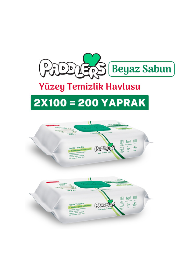 Paddlers Easy Clean Beyaz Sabun Katkılı Yüzey Temizlik Havlusu 200 Yaprak (2x100)
