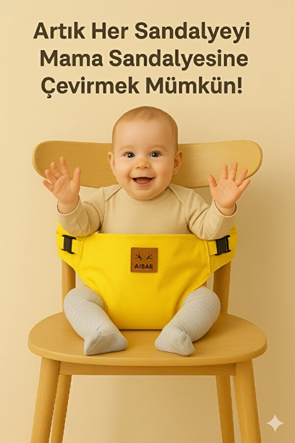 AİBAR Bez Mama Sandalyesi | Portatif Seyahat Bebek Ana Kucağı Yemek Oturağı ( TAŞIMA KESELİ )