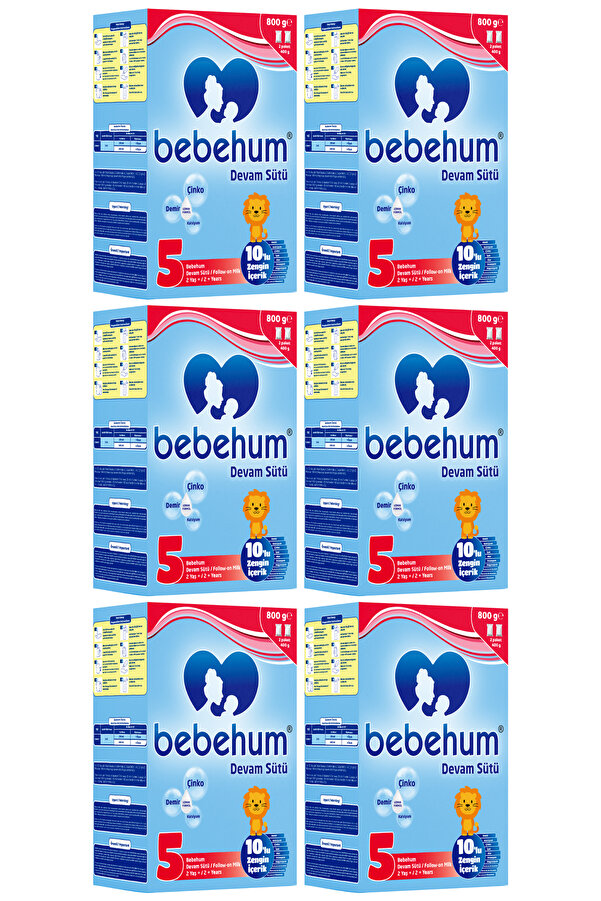 bebehum 5 No Devam Sütü 2 Yaş 800 gr X 6 Adet