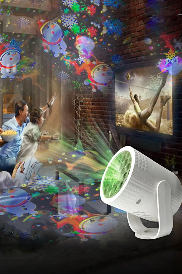 EXENAR Çocuklar İçin Yılbaşı Figürlü Projeksiyon Gece Lambası LED Noel Projektör