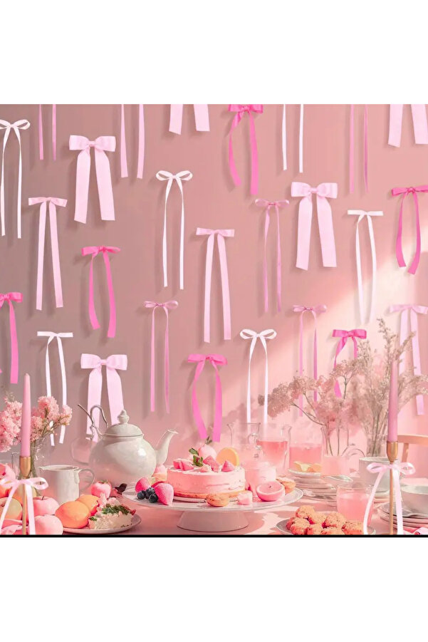 edalle 20 Adet Hazır Fiyonk Pembe, Fuşya, Beyaz Paket Halinde Doğum Günü Pasta Süsleme