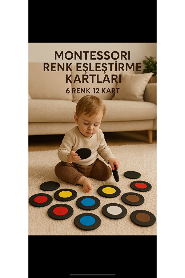 aloha concept Montessori Renk Eşleştirme Kartları – 6 Renk 12 Kart – Okul Öncesi Eğitici EVA Oyuncak (2+ Yaş)