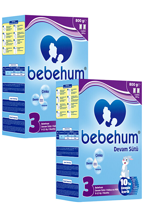 bebehum 3 No Devam Sütü 9-12 Ay 800 gr x 2 Adet