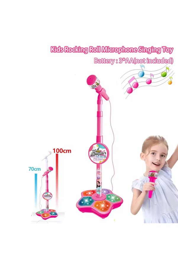 Choice Pink Kids Microphone Stand Toy, Portable Children's Karaoke Electronic, Durable Party Karaoke Microp
