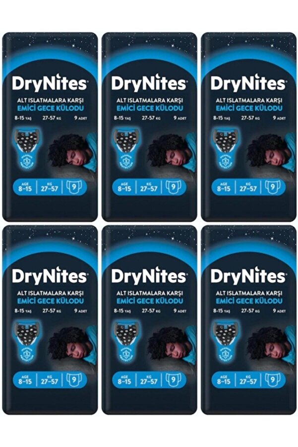Huggies DRYNİTES EMİCİ GECE KÜLOT BEZ ERKEK 8-13 YAŞ 9 LU 6 PAKET