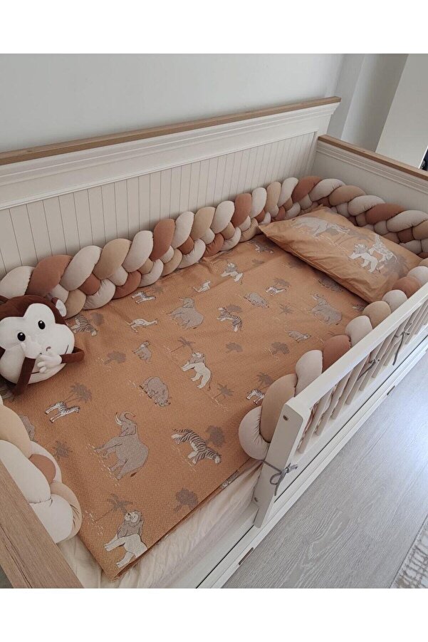 düğüm yastık 500 cm 4 Örgü BEŞİK KORUMALIK - Büsküvi - Bej - Vizon ( 90x190 cm yataklara uygundur )