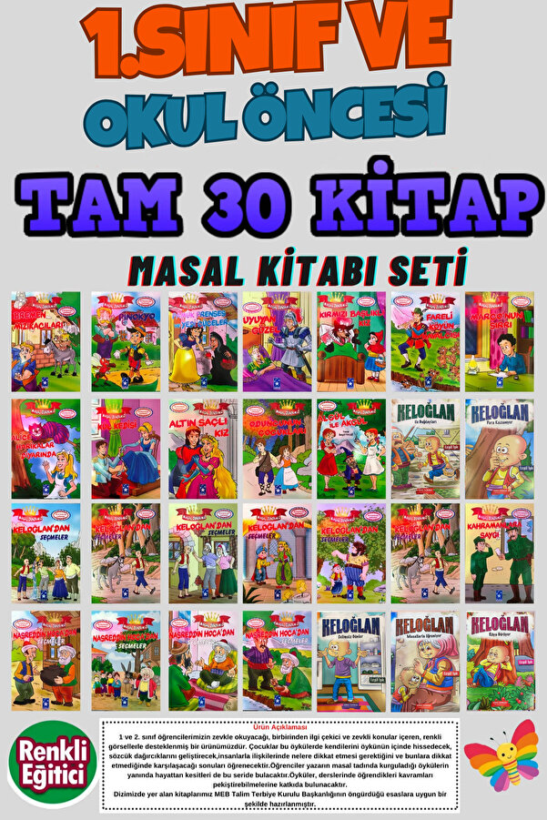 GÖNÜL YAYINCILIK 1. Sınıf Ve Anasınıfı Için Büyük Boy Hikaye Ve Masal Seti 30 Kitap