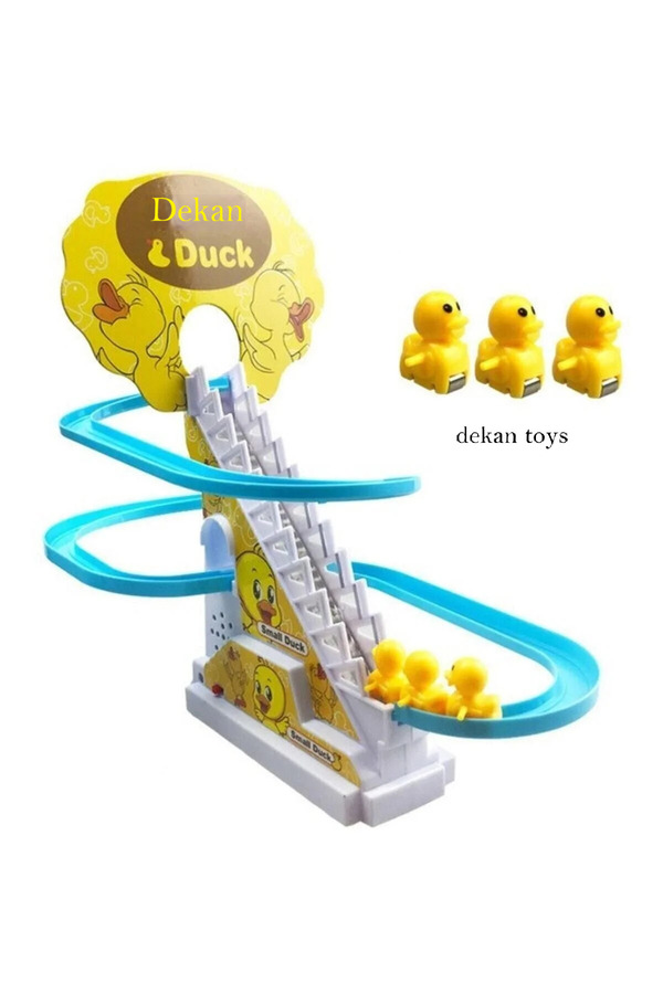 dekan toys Dön Dolaş Ördek Oyunu Merdivenden Çıkıp Kaydıraktan Kayan Yavru Ördek Işıklı Müzikli