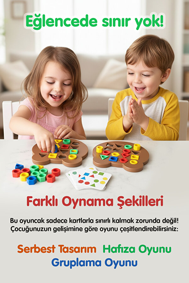 Genel Markalar 42 Parça Montessori Ayıcık Geometrik Şekil Eşleştirme Bultak Zeka Dikkat Eğitici Okul Öncesi Gelişim