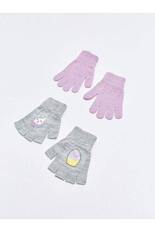 LC Waikiki Hilfa Yeni Sezon Baskılı Kız Çocuk Triko Eldiven 2'li