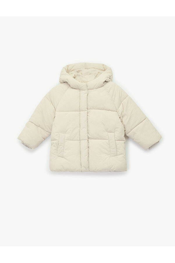 Koton Kapşonlu Cepli Uzun Kollu Fermuarlı Şişme Mont