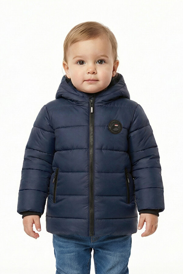 D1fference Erkek & Kız Bebek Şişme Mont Sıcak Tutan Dolgu İçi Kürklü Su İtici ve Rüzgar Geçirmez Kapüşonlu Mont