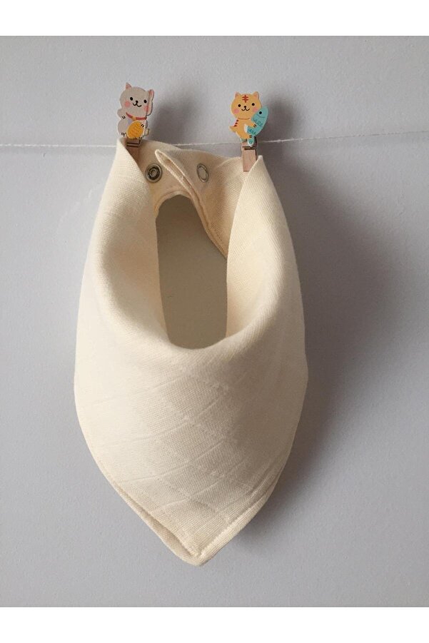 runbaby Pamuk Müslin Kumaş Çıtçıtlı Bebek Salya & Fular Önlük ( Ekru )