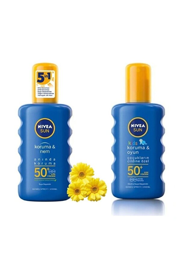 NIVEA SUN KİDS CARİNG ÇOCUK GÜNEŞ SPREYİ 50+ 200ML 1 ADET SPF50 Yüksek Güneş Koruyucu ve Nemlendiric