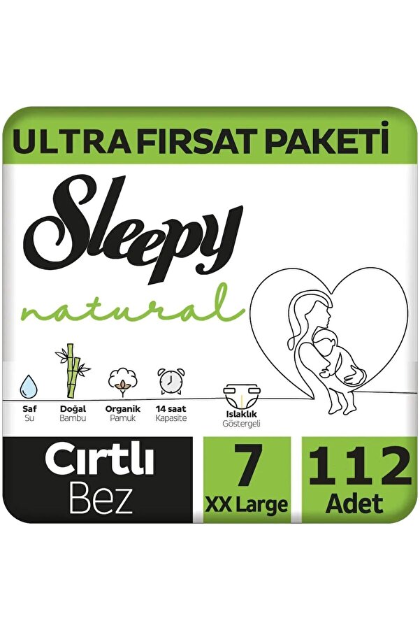 Sleepy Natural Bebek Bezi Ultra Avantaj Paketi 7 Numara Xxl 20-30 Kg 112 Adet