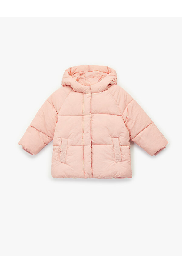 Koton Kapşonlu Cepli Uzun Kollu Fermuarlı Şişme Mont