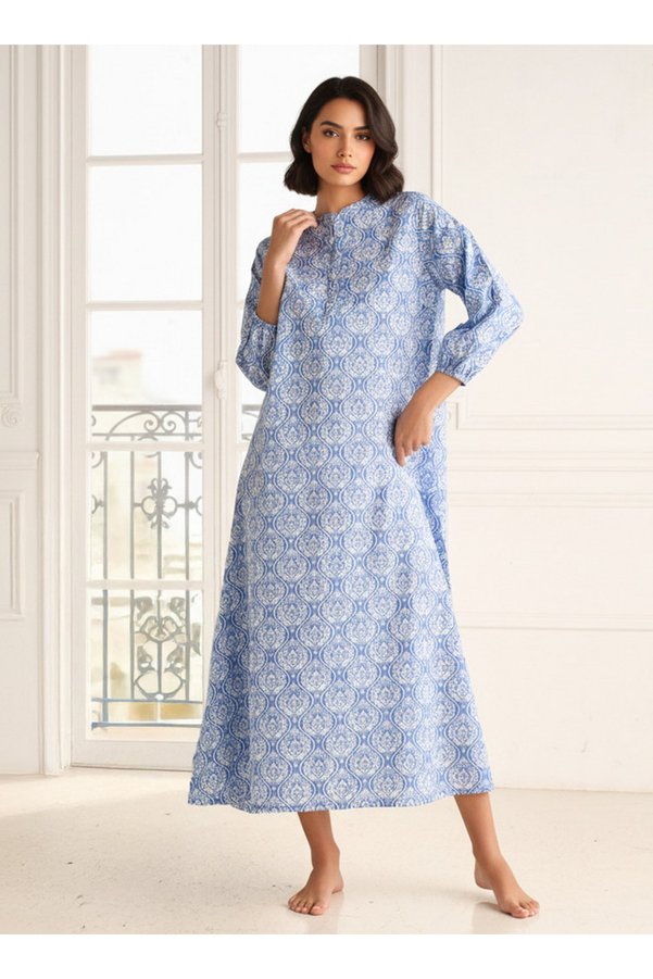 Splash FAV Night Dress Long Sleeves Printed Cotton