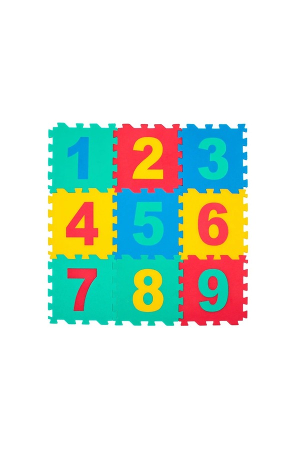 BebeMango 9 Parça Büyük Boy Sünger Yapılı Oyun Karosu Yer Matı Puzzle Yapboz-Sayılar