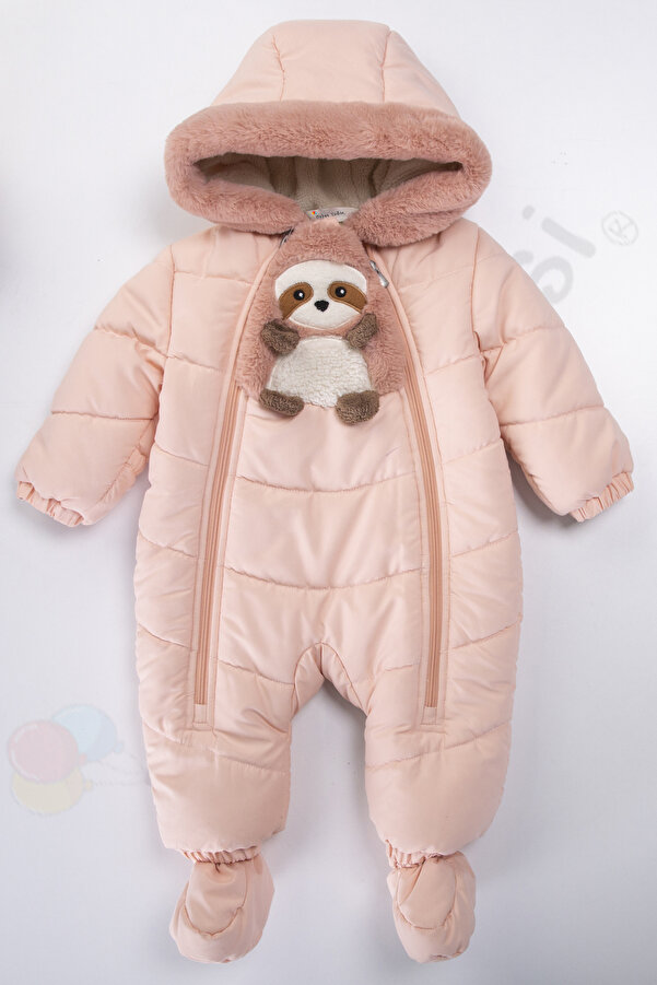 Bebek Vadisi Panda İçi Peluş Patikli Kar Kapüşonlu Kışlık Kız Erkek Bebek Astronot Tulum Kozmonot Mont Çocuk