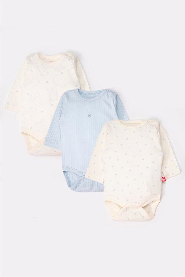 Bebetto UZUN KOLLU BODY 3LÜ (CUTE BEAR) MAVİ