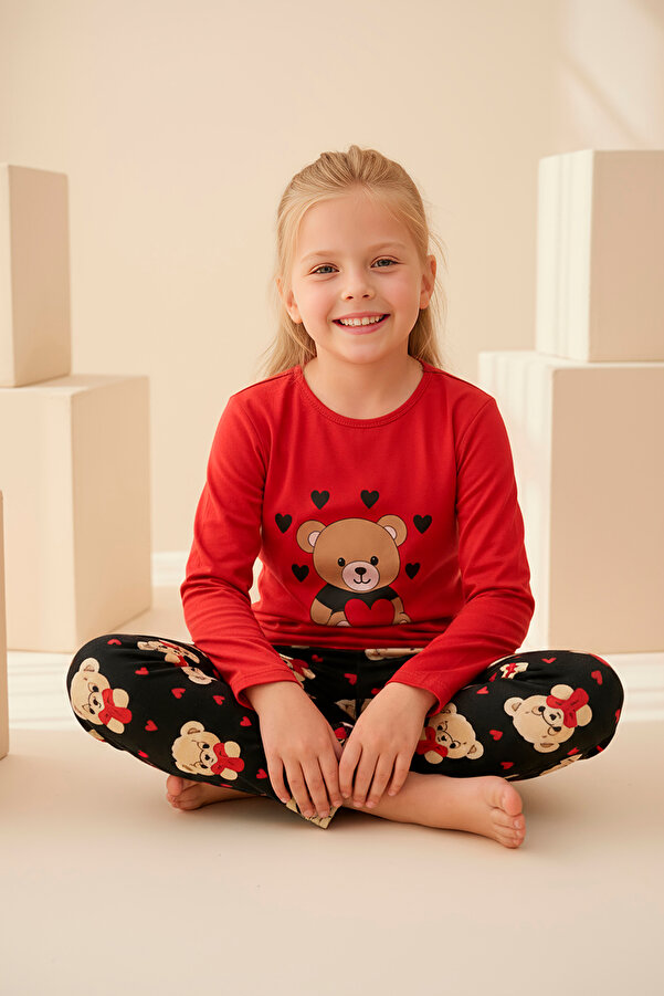 rindahomewear Çocuk Milan AYICIK MILAN Örme Uzun kol Pijama Takımı