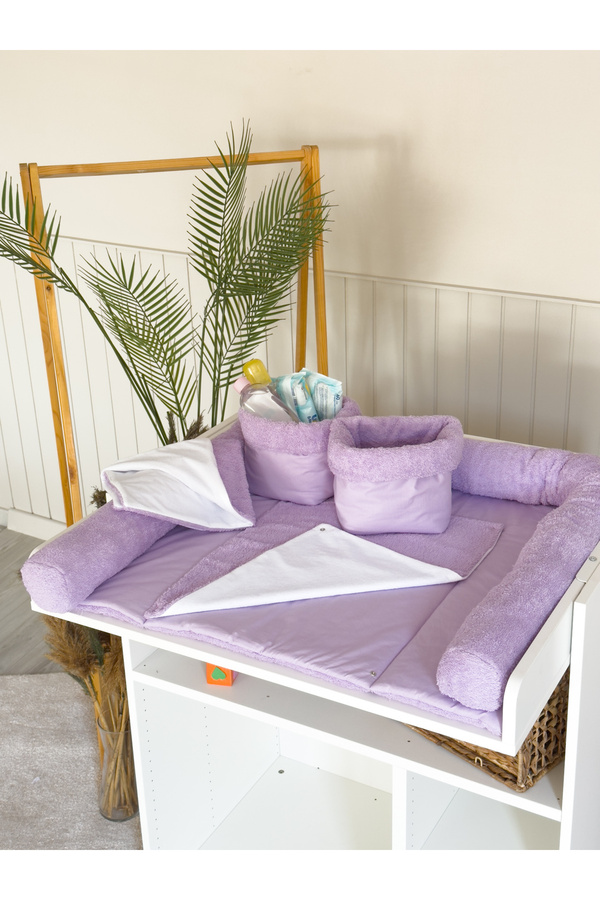 Pastelya Mor Bebek Alt Açma Seti, Su Geçirmez Değiştirebilir Ped, Alt Açma Minderi