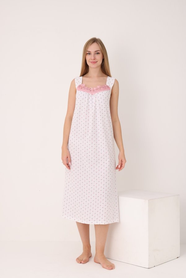 YASAR UNDERWEAR Women's Lace Patterned Wide-Strap Long Nightgown