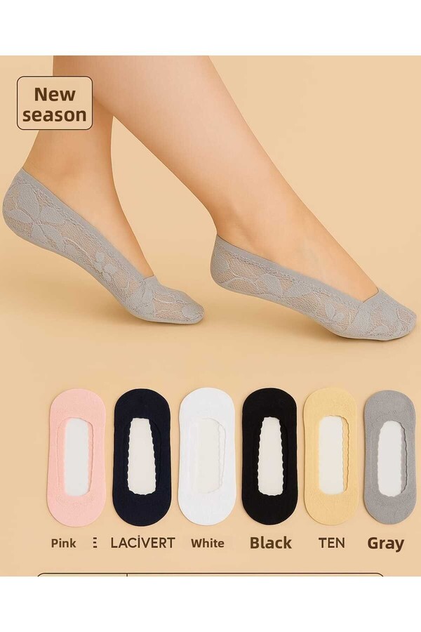 Generic Brands Women's Silicone Lined Li Ballet Flats Socks 3-Piece Set