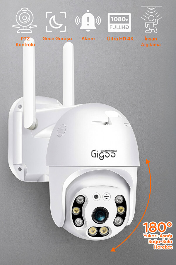 Gigoo Ptz Iç Ve Dış Mekan 360 Derece Çift Antenli 1080p Speed Dome Tipi Ip Güvenlik Kamerası